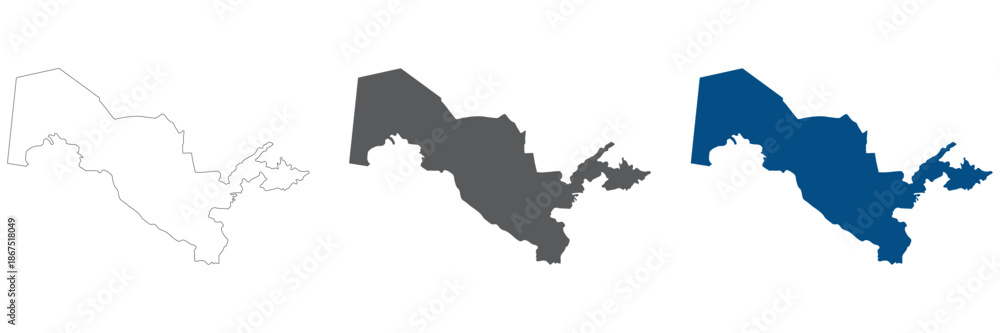 Fototapeta premium Uzbekistan map plain set. Map of Uzbekistan in blank set.