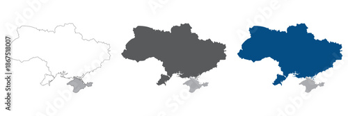 Ukraine map plain set Map of Ukraine in high details on blank set.