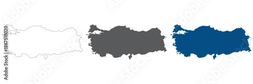 Map of Turkey plain set. Turkish map in blank set.