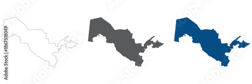 Uzbekistan map plain set. Map of Uzbekistan in blank set.