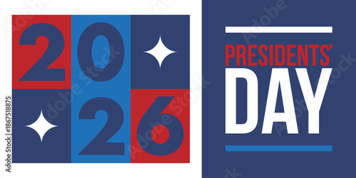 Happy Presidents day in United States. Washington's Birthday. Federal holiday in America. Celebrated in February. Patriotic american elements. Poster, banner and background. Vector illustration