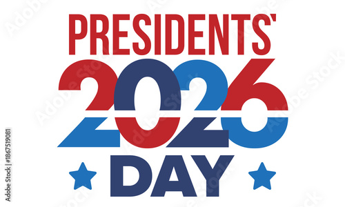 Happy Presidents day in United States. Washington's Birthday. Federal holiday in America. Celebrated in February. Patriotic american elements. Poster, banner and background. Vector illustration