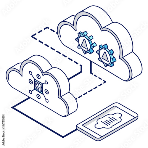 Cloud computing and data sync illustration