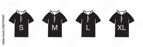 T-shirt size vector icon set. S, M, L and XL clothes symbol illustration