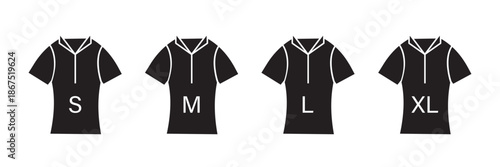 T-shirt size vector icon set. S, M, L and XL clothes symbol illustration