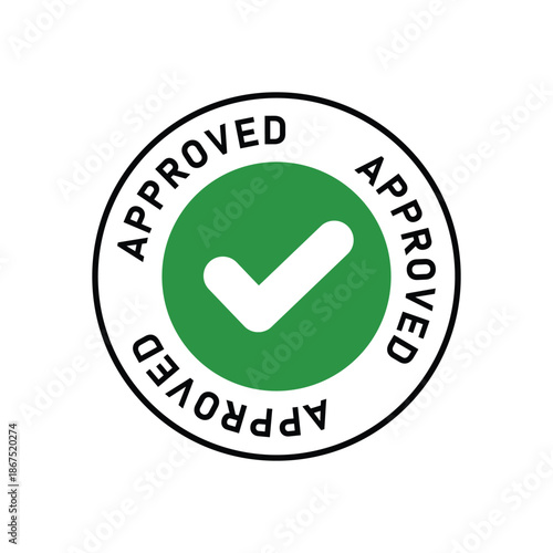 Approved icon with green checkmark circle