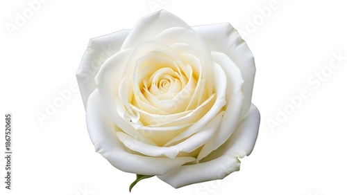 A pristine white rose in full bloom showcasing delicate petals and beauty