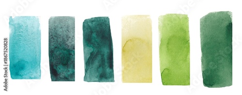 Watercolor strokes in blue and green shades