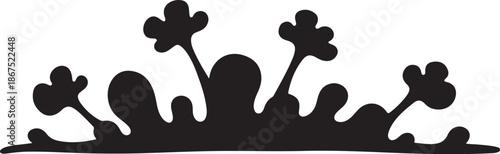 Black Silhouette Crown with Four Leaf Clovers Isolated