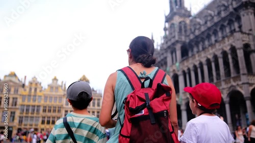 tourist, smartphone, ghent, belgium, travel, architecture, woman, backpack, outdoors, canal, flower, city, urban, exploring, navigation, technology, mobile, destination, summer, vacation, trip, europe