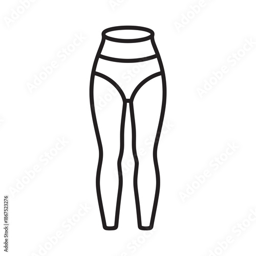 Simple line drawing of high waisted leggings or yoga pants outline