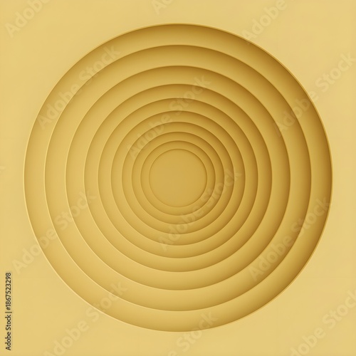 Modern abstract 3D yellow background with radial cut-out geometry