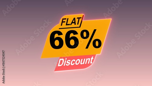 flat 66% discount text illustration on colorful background.