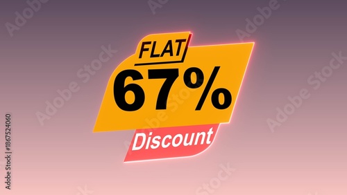 flat 67% discount text illustration on colorful background.
