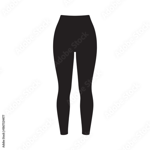 Simple black silhouette of high waisted leggings a minimalist fashion illustration