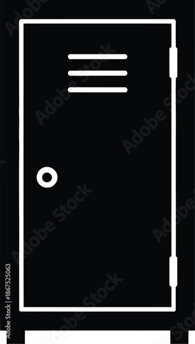 Black silhouette icon of a single metal locker on a white background