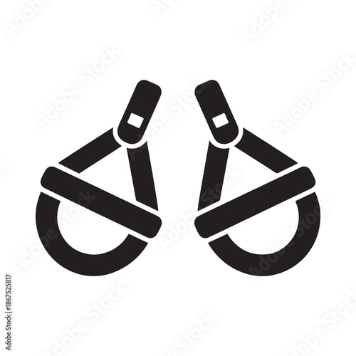 A simple black and white silhouette of suspension training straps