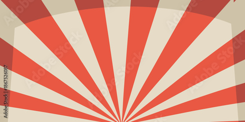 Retro Sunburst Background with Cream and Red Color Palette