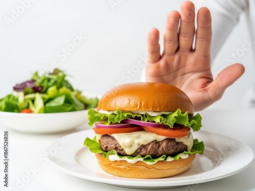 Delicious burger with fresh ingredients