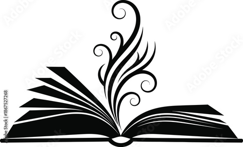 Open book with heart shaped