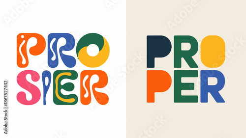 the image displays the word proser in a vibrant colorful design shown twice with differing color schemes and stylistic variations high quality professional detailed modern elegant