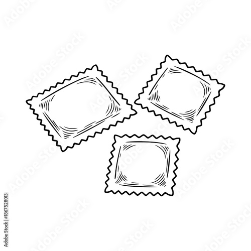 Hand Drawn Dumplings Line Art Vector Illustration