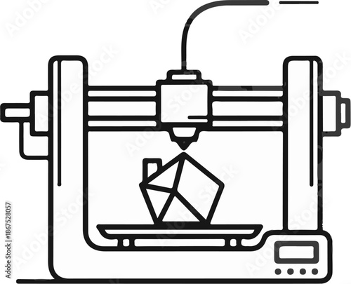 A 3D printer is creating a geometric shape layer by layer