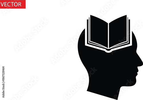 Human head silhouette with a brain