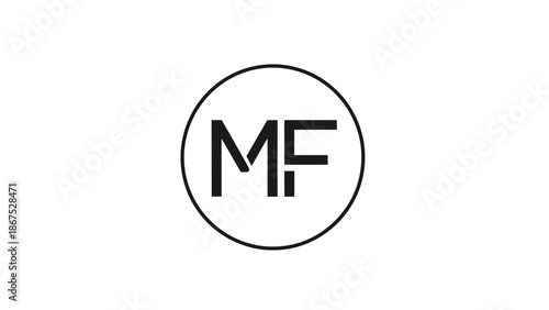 MF Monogram Logo Design with Modern Typography in a Circle on Isolated White Background