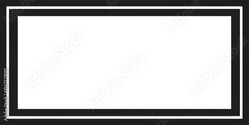 Minimalist black rectangular frame with a double border design on a white background