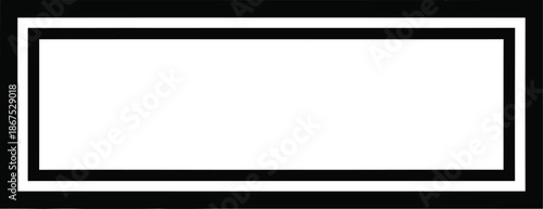 A minimalist black and white double line frame in a horizontal rectangular shape