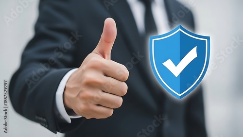 Businessman Approval Thumbs Up Shield