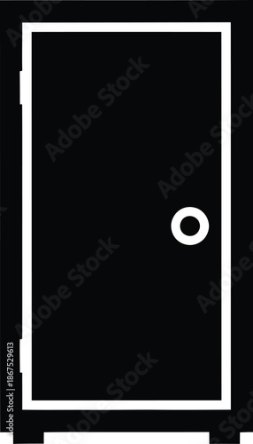 Simple black icon of a single-door cabinet or locker for storage purposes