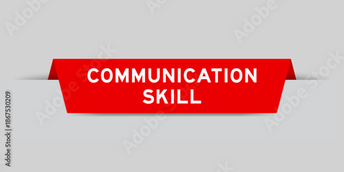 Red color inserted label with word negotiation skill on gray background