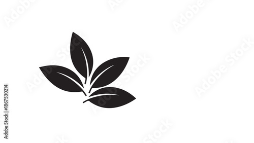 Minimalist Black Leaf Vector Illustration
