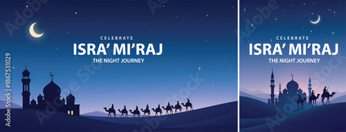 Gradient background islamic isra miraj for poster, flyer, social media template design