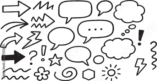 A collection of various cartoon speech bubbles and comic effect symbols
