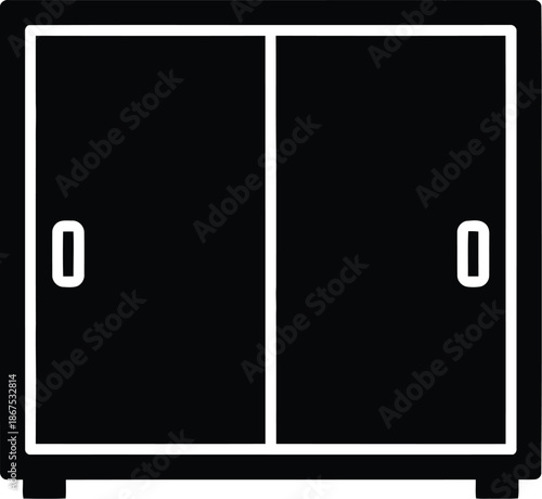 Modern black cabinet with sliding doors