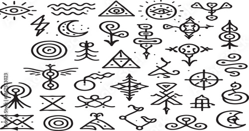 Collection of various occult and mystical symbols