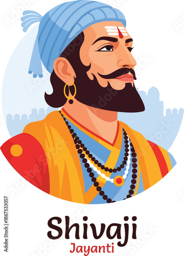 Shivaji Maharaj portrait illustration background design
