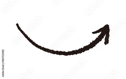 手書きの右上向き矢印　黒