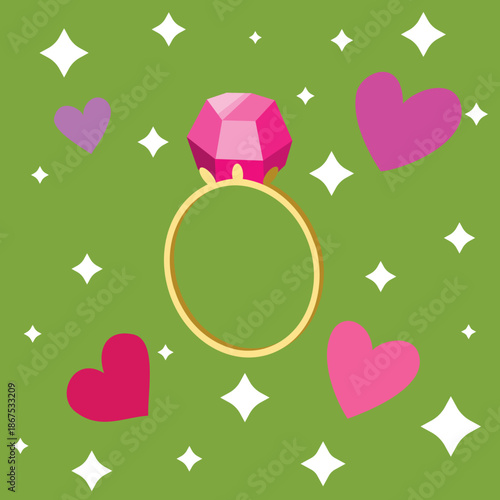 Minimalist ring sample on vibrant background with eyecatching details