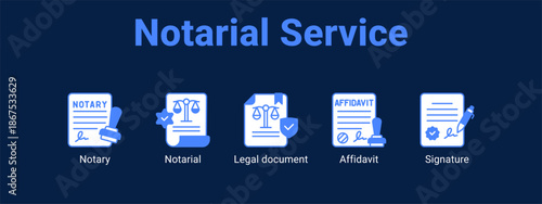 Notarial Service web banner icon vector illustration concept for  with icon of Notary, Notarial, Legal.