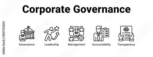 Corporate Governance web banner icon vector illustration concept for  with icon of Governance, Leadership.