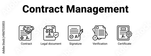 Contract Management web banner icon vector illustration concept for  with icon of Contract, Legal document.