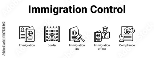 Immigration Control web banner icon vector illustration concept for  with icon of Immigration, Border, Immigration law.