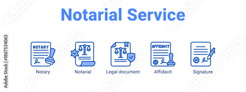 Notarial Service web banner icon vector illustration concept for  with icon of Notary, Notarial, Legal.