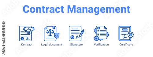 Contract Management web banner icon vector illustration concept for  with icon of Contract, Legal document.