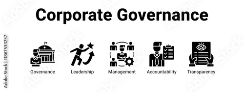 Corporate Governance web banner icon vector illustration concept for  with icon of Governance, Leadership.