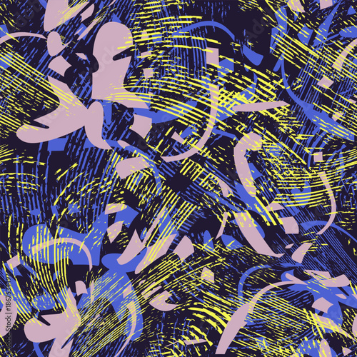 Urban seamless abstract pattern. Modern camouflage style with grunge tracks